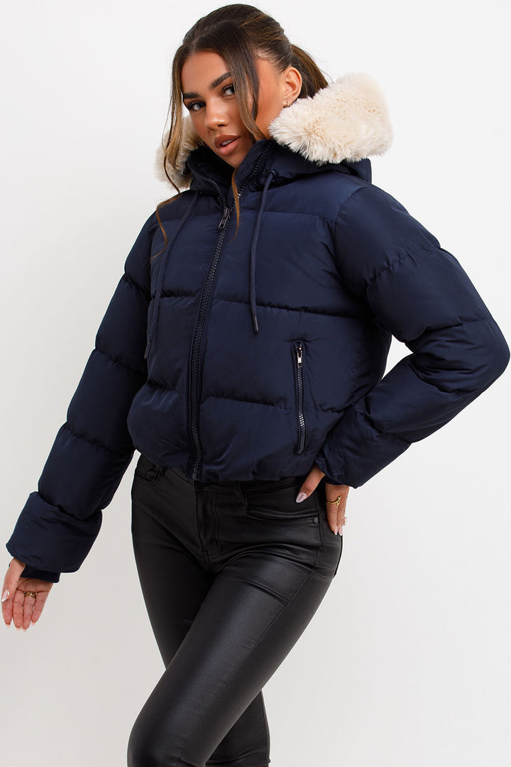 Novalie | Women’s puffer jacket with faux fur hood