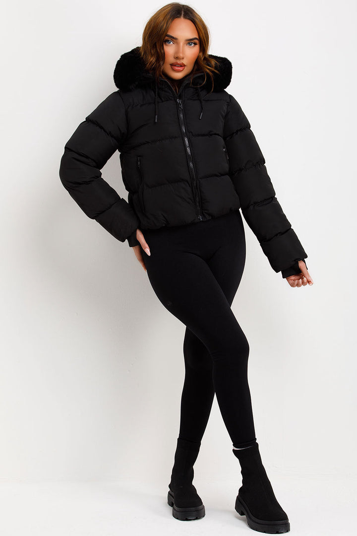 Jaylen | Women’s puffer jacket with faux fur hood