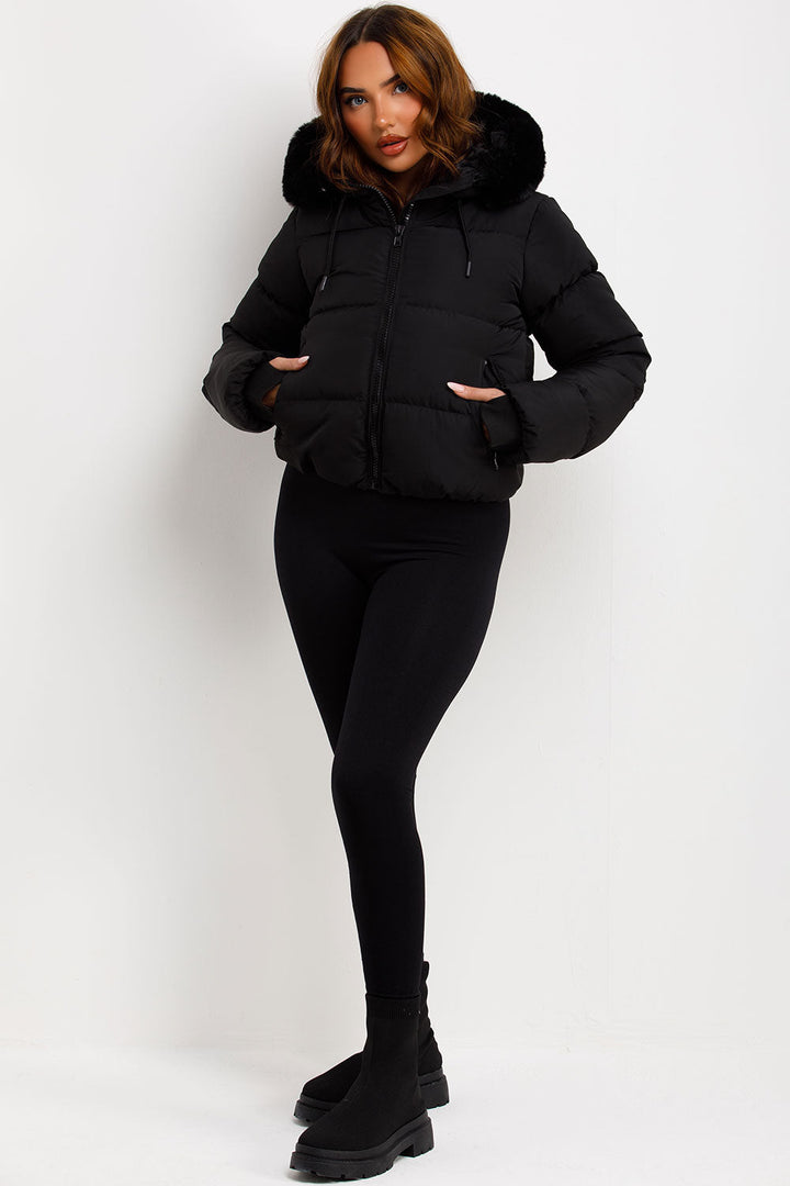 Jaylen | Women’s puffer jacket with faux fur hood