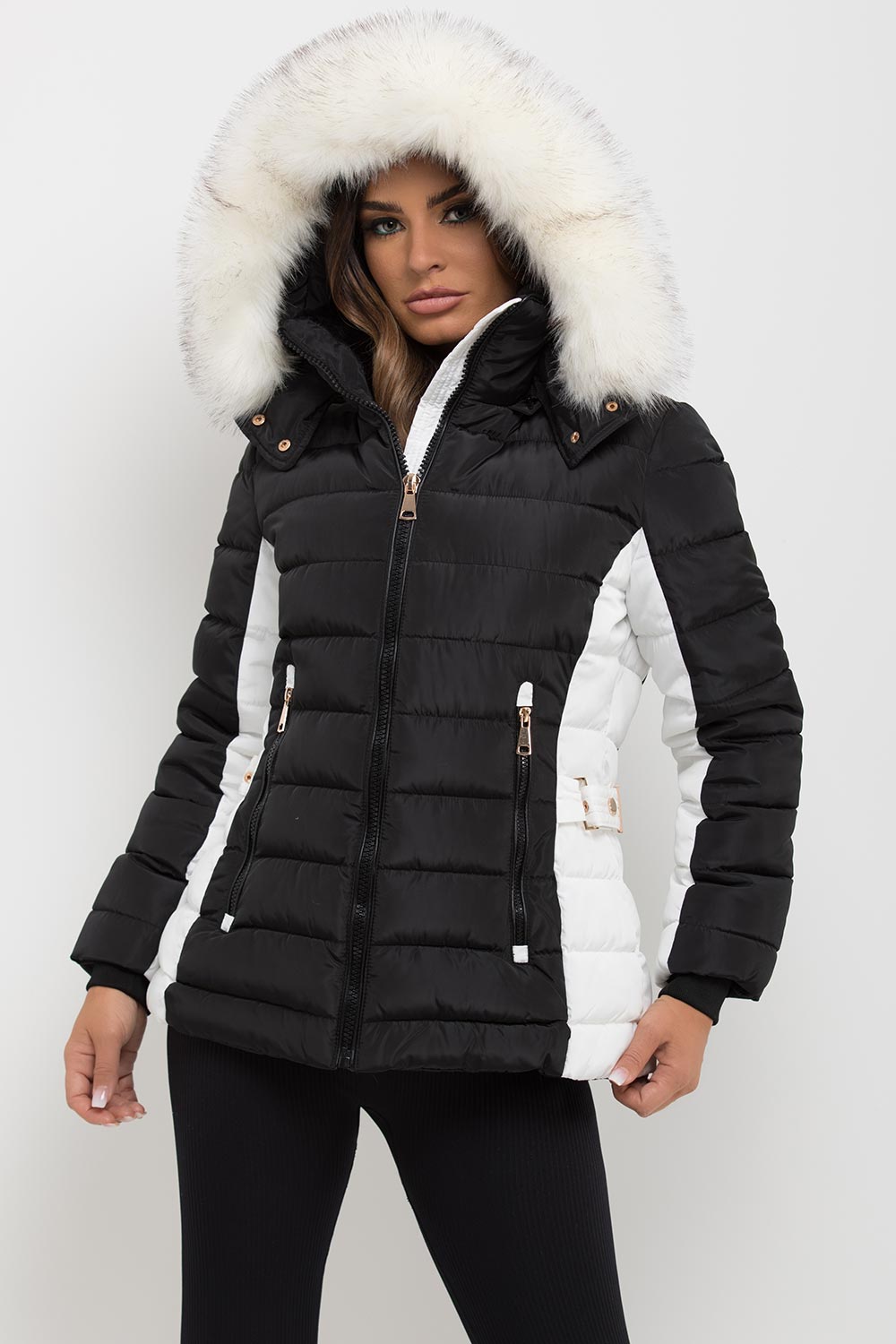 Noella | Women’s puffer jacket with detachable faux fur hood