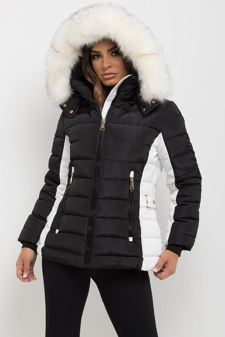 Noella | Women’s puffer jacket with detachable faux fur hood