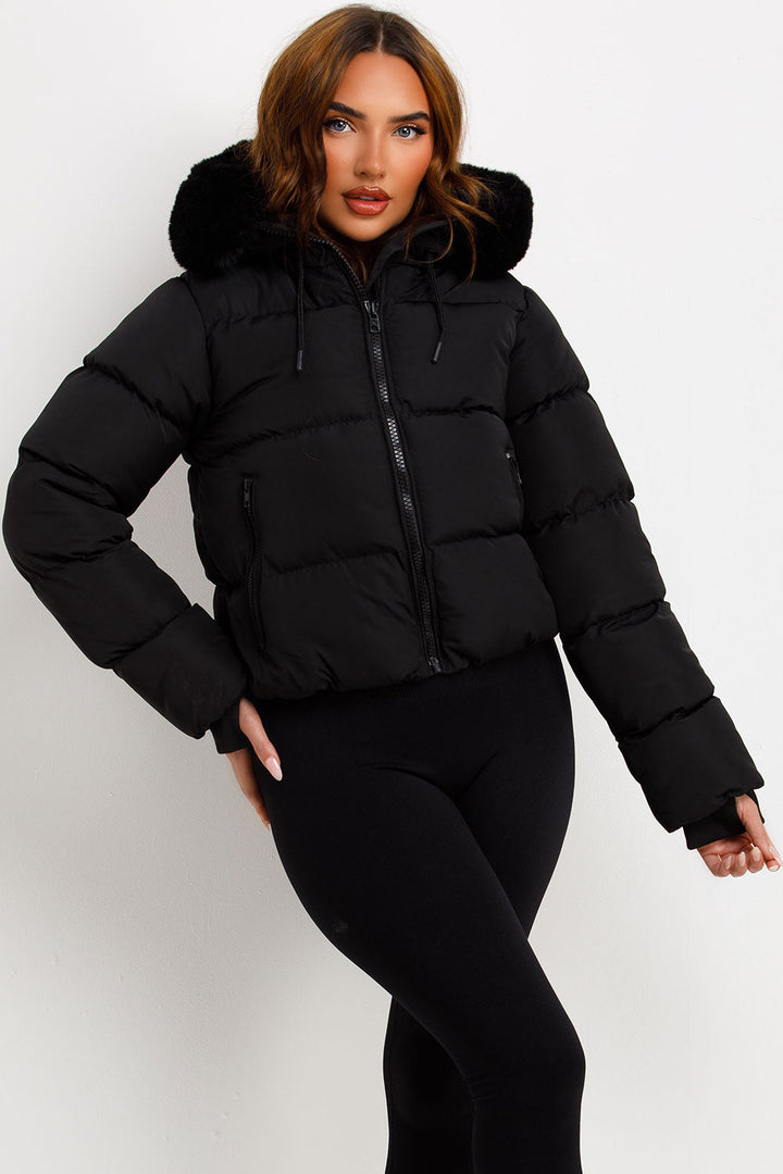 Jaylen | Women’s puffer jacket with faux fur hood