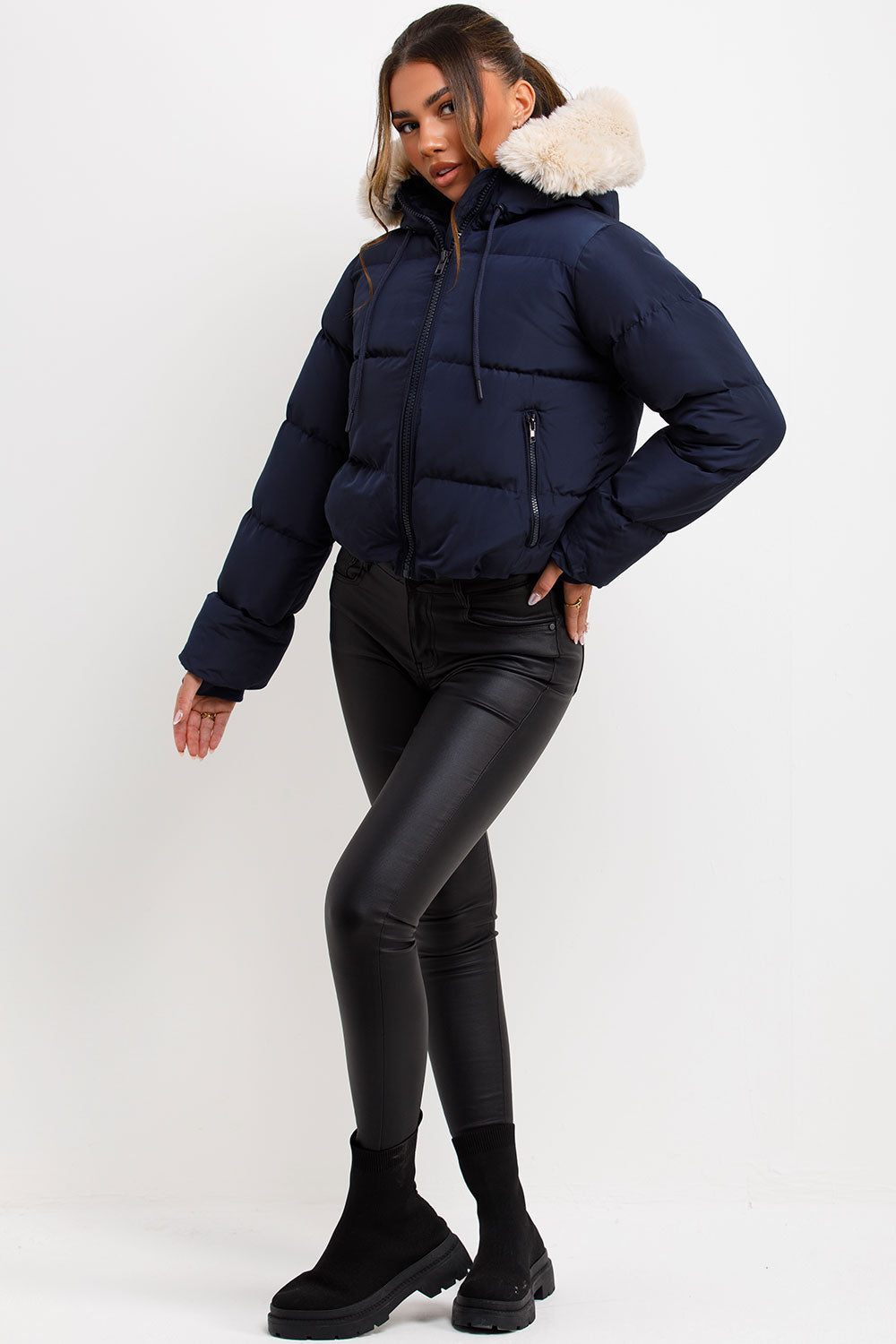 Novalie | Women’s puffer jacket with faux fur hood