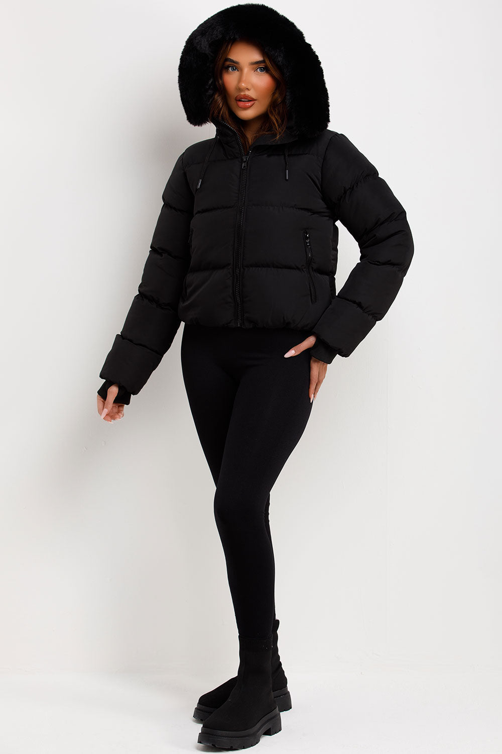 Jaylen | Women’s puffer jacket with faux fur hood