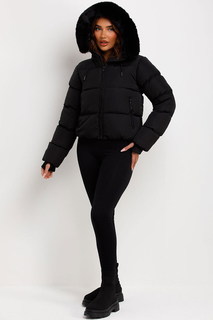 Jaylen | Women’s puffer jacket with faux fur hood