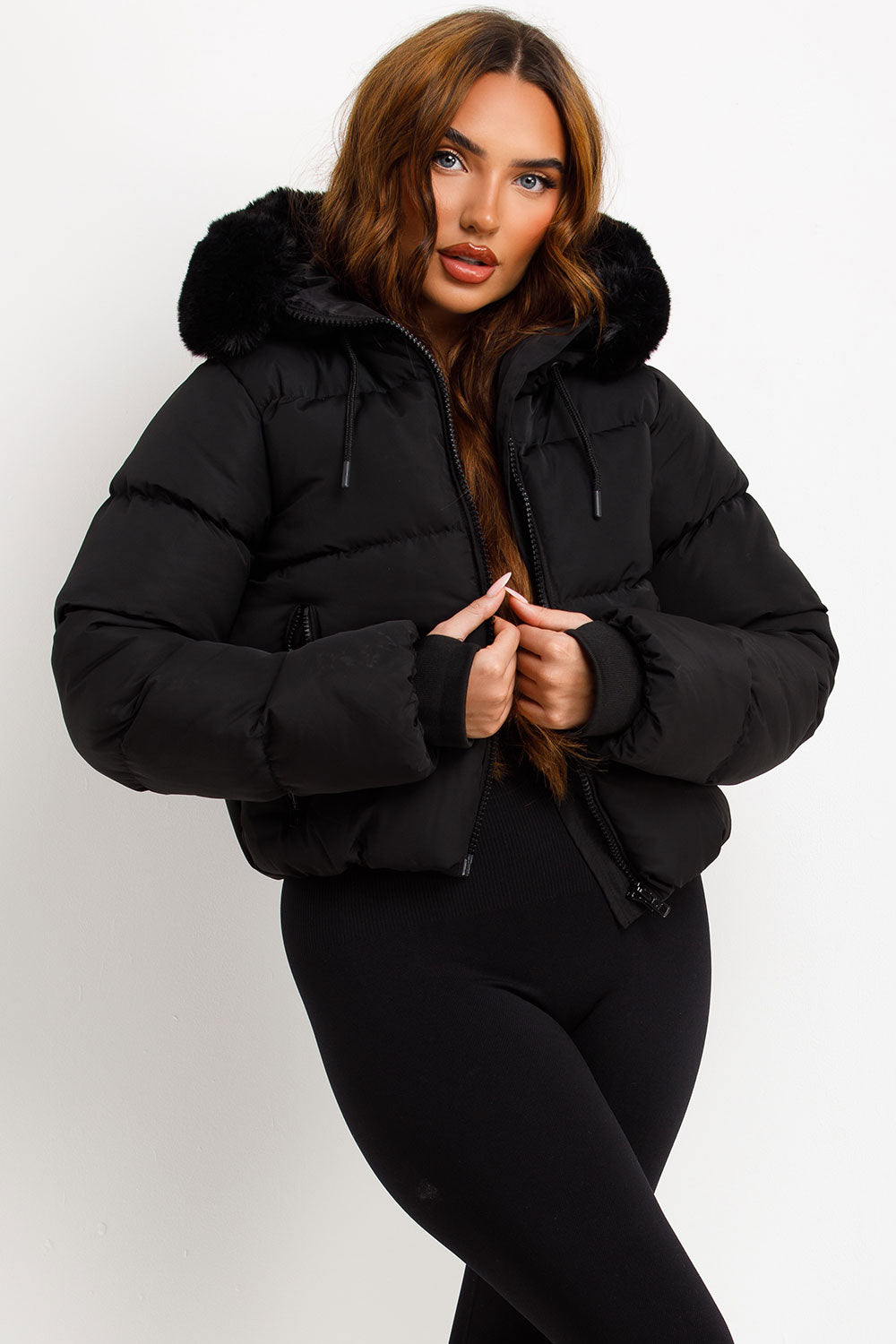 Jaylen | Women’s puffer jacket with faux fur hood