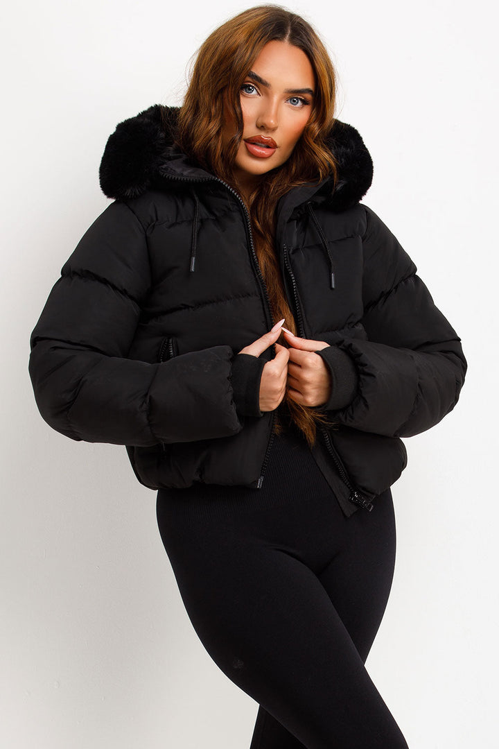 Jaylen | Women’s puffer jacket with faux fur hood