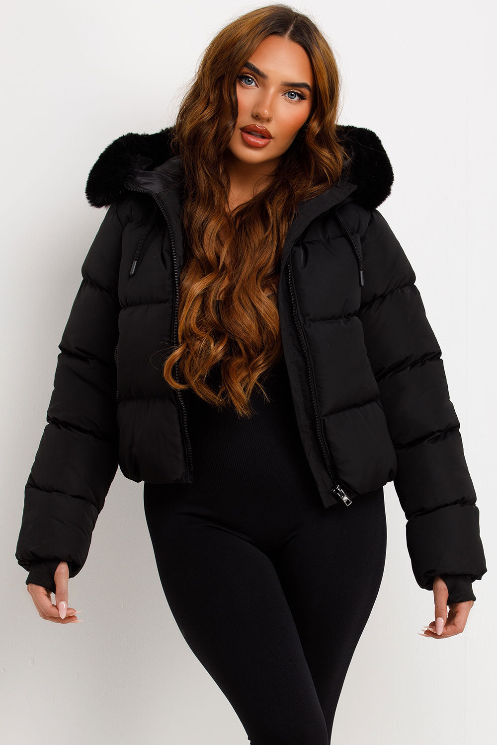 Jaylen | Women’s puffer jacket with faux fur hood
