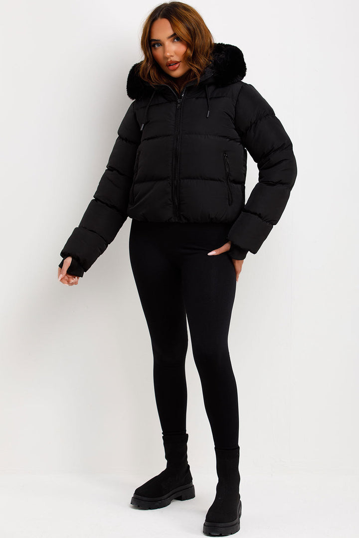 Jaylen | Women’s puffer jacket with faux fur hood