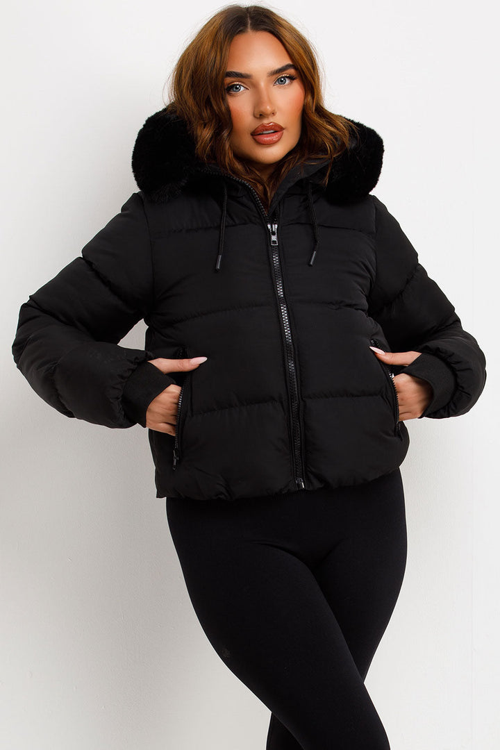 Jaylen | Women’s puffer jacket with faux fur hood