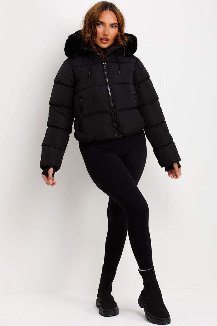 Jaylen | Women’s puffer jacket with faux fur hood