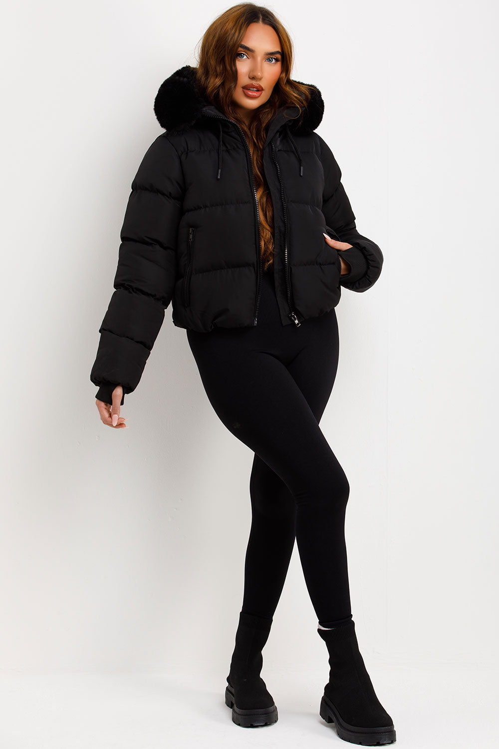 Jaylen | Women’s puffer jacket with faux fur hood
