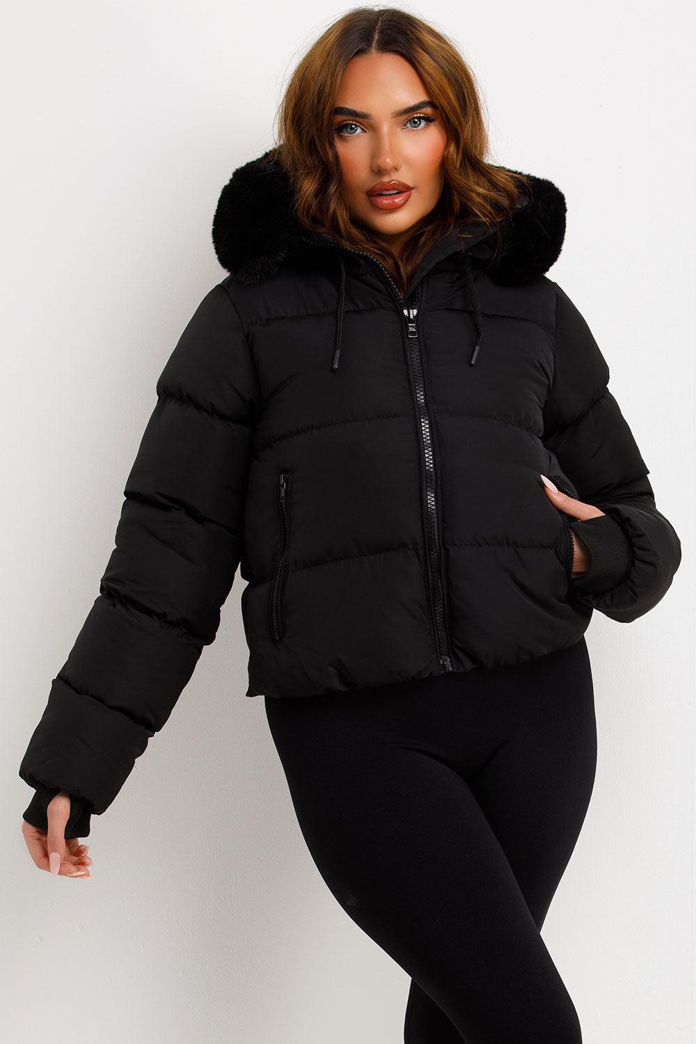 Jaylen | Women’s puffer jacket with faux fur hood