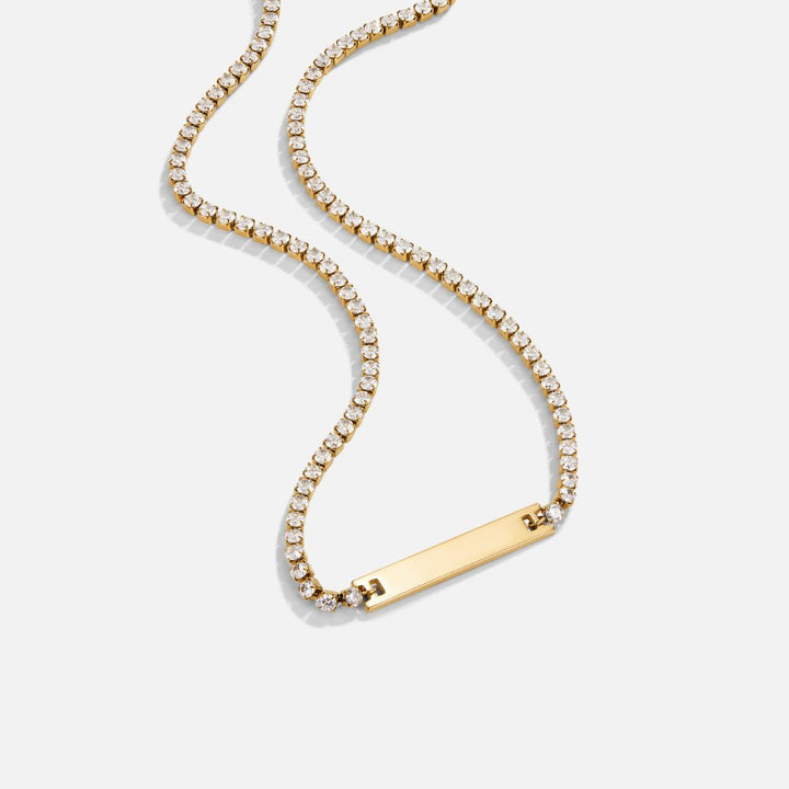 Rhina | Women’s bar plated necklace with gold and crystal chain