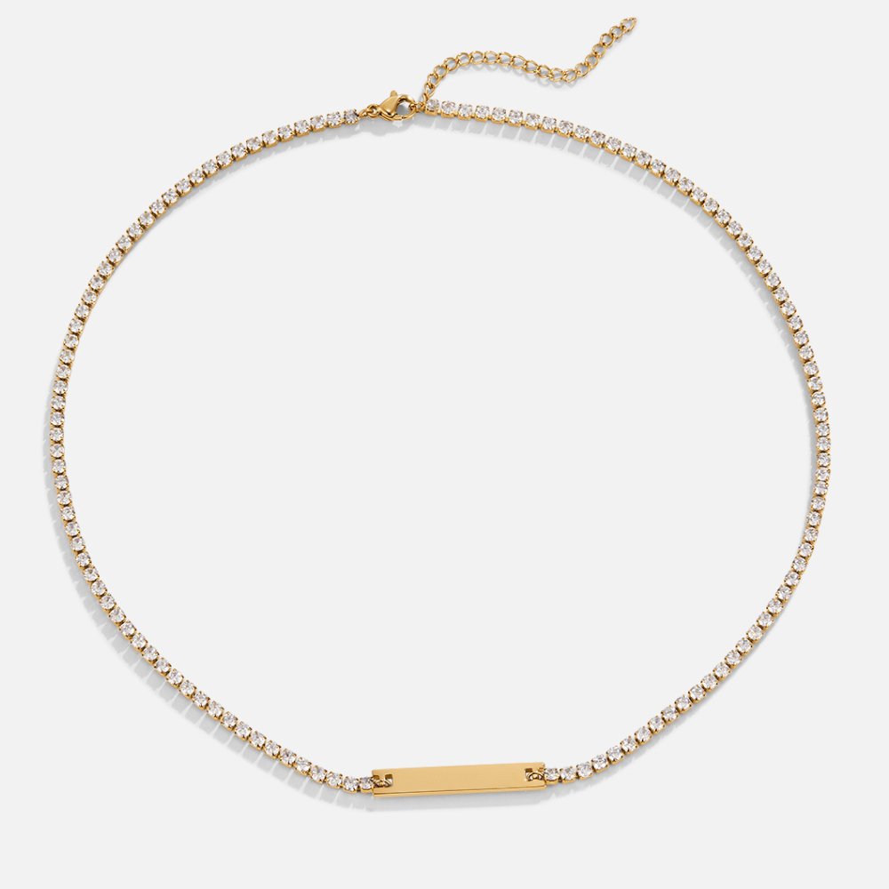 Rhina | Women’s bar plated necklace with gold and crystal chain