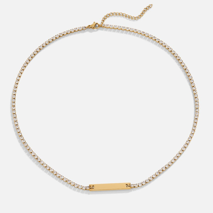 Rhina | Women’s bar plated necklace with gold and crystal chain