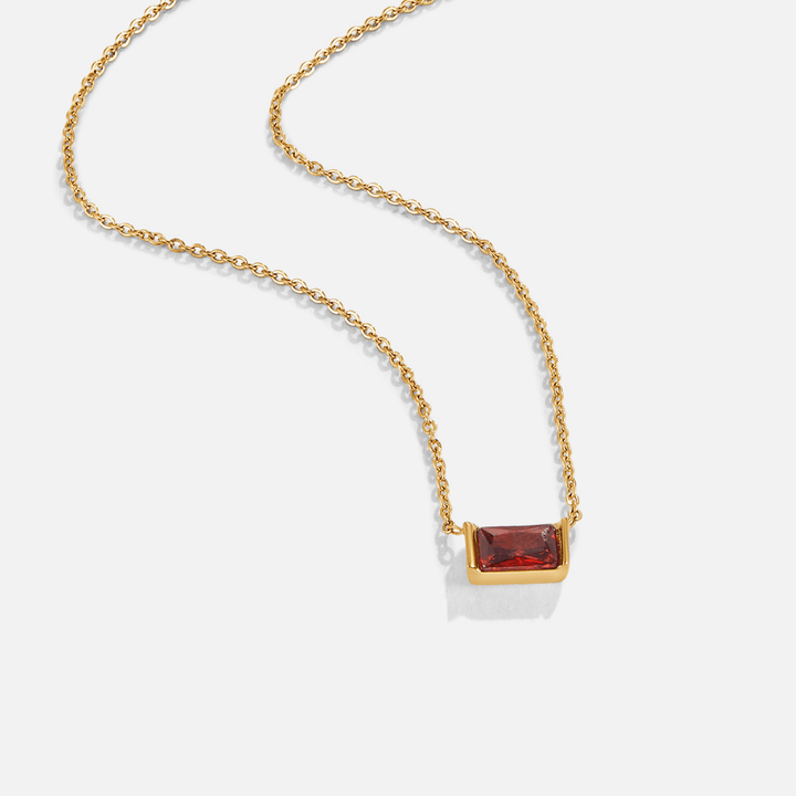 Stacy | Women’s ruby crystal pendant necklace with gold chain