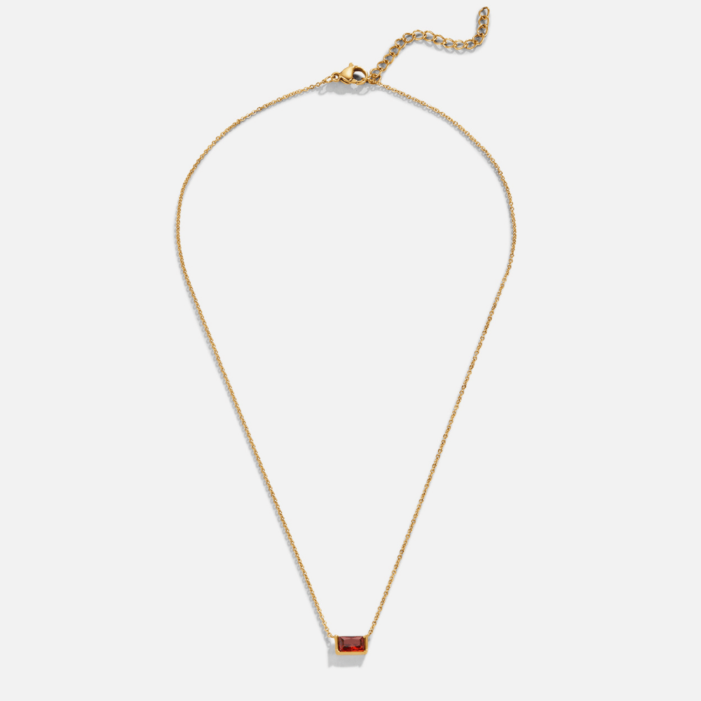 Stacy | Women’s ruby crystal pendant necklace with gold chain