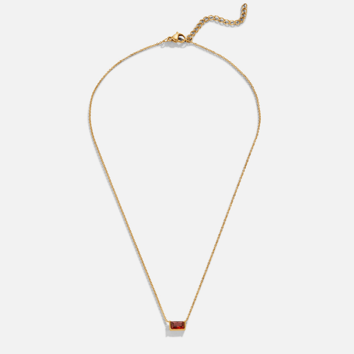 Stacy | Women’s ruby crystal pendant necklace with gold chain