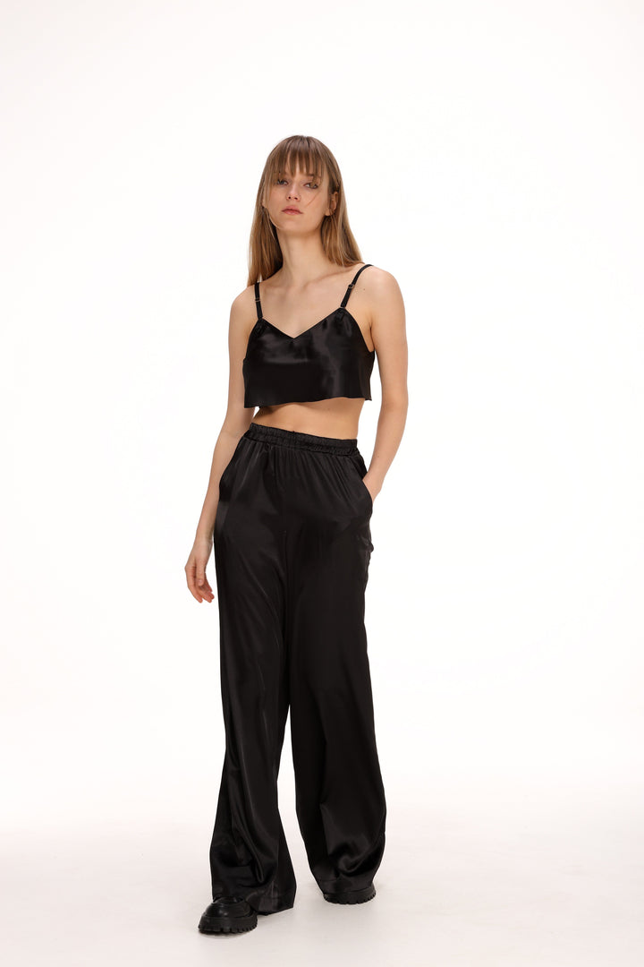 Lily | Women’s satin crop top with adjustable straps
