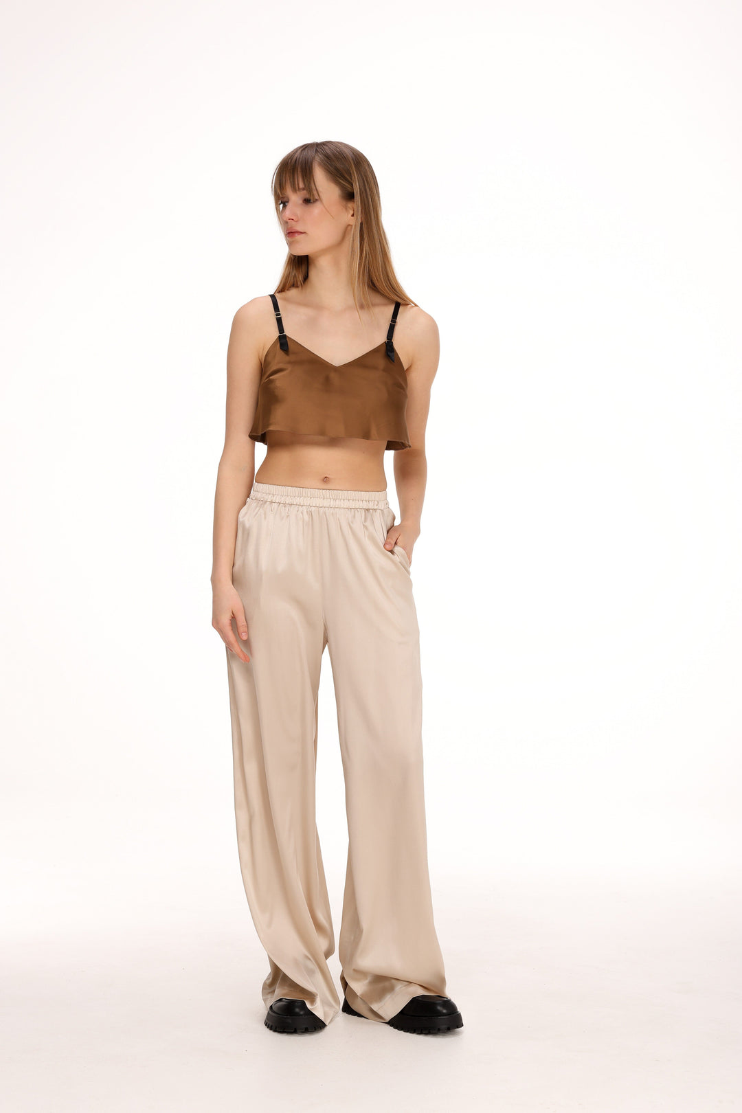 Lily | Women’s satin crop top with adjustable straps