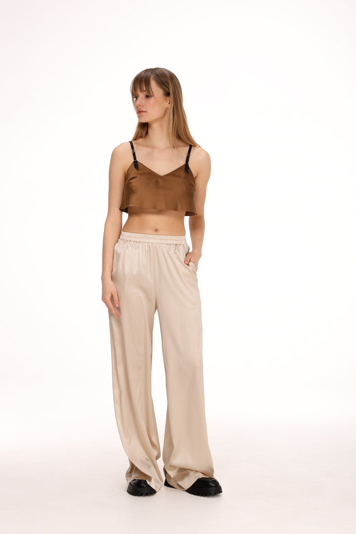 Lily | Women’s satin crop top with adjustable straps