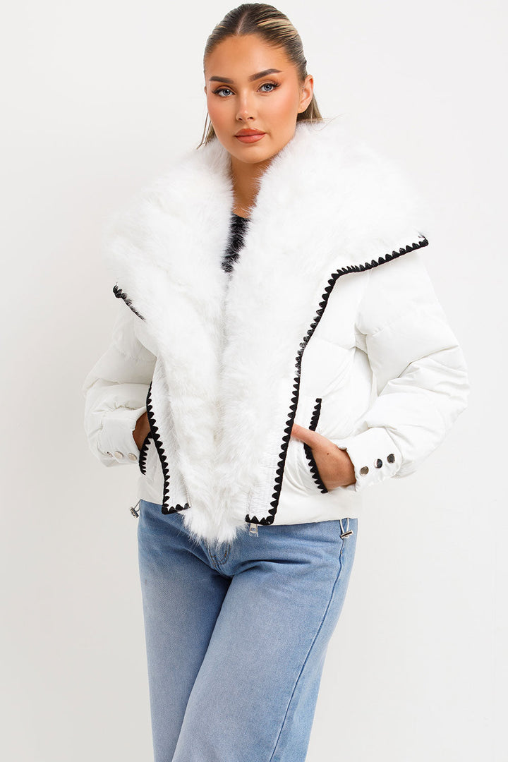 Aurelie | Women’s faux fur collar and trim puffer coat