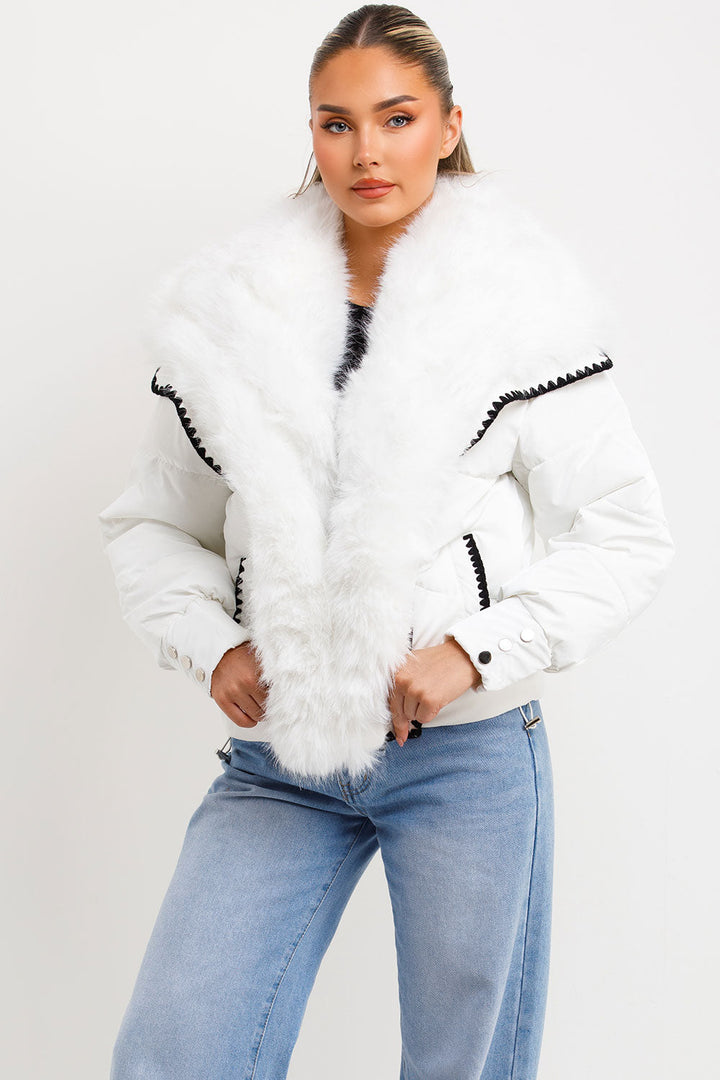 Aurelie | Women’s faux fur collar and trim puffer coat