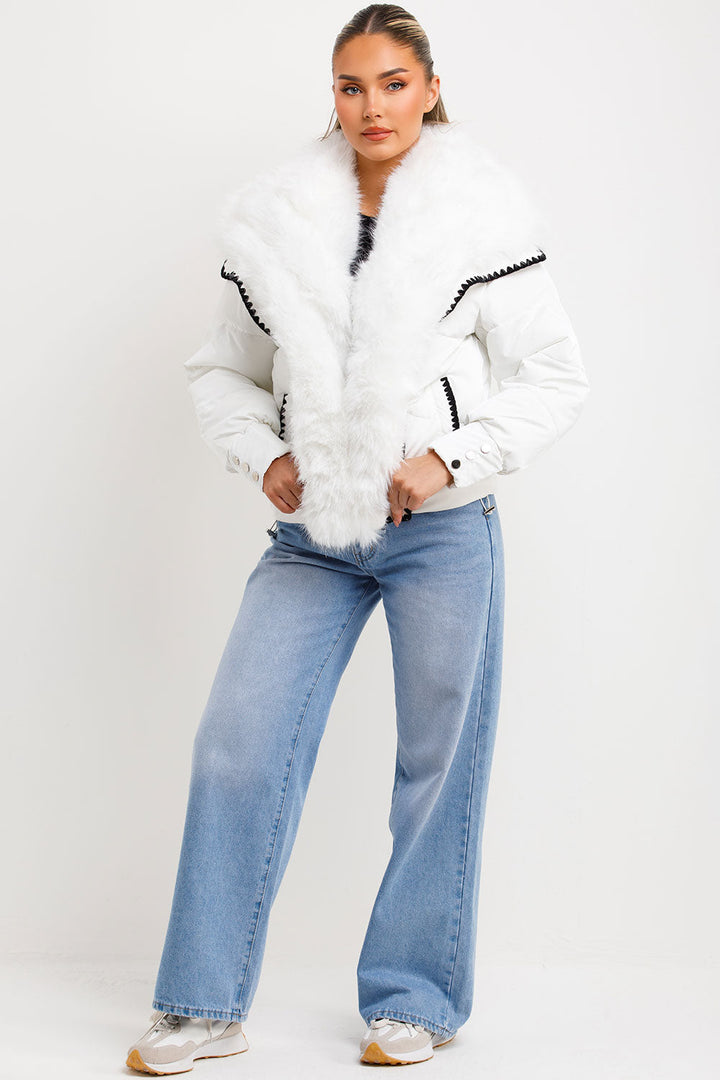 Aurelie | Women’s faux fur collar and trim puffer coat