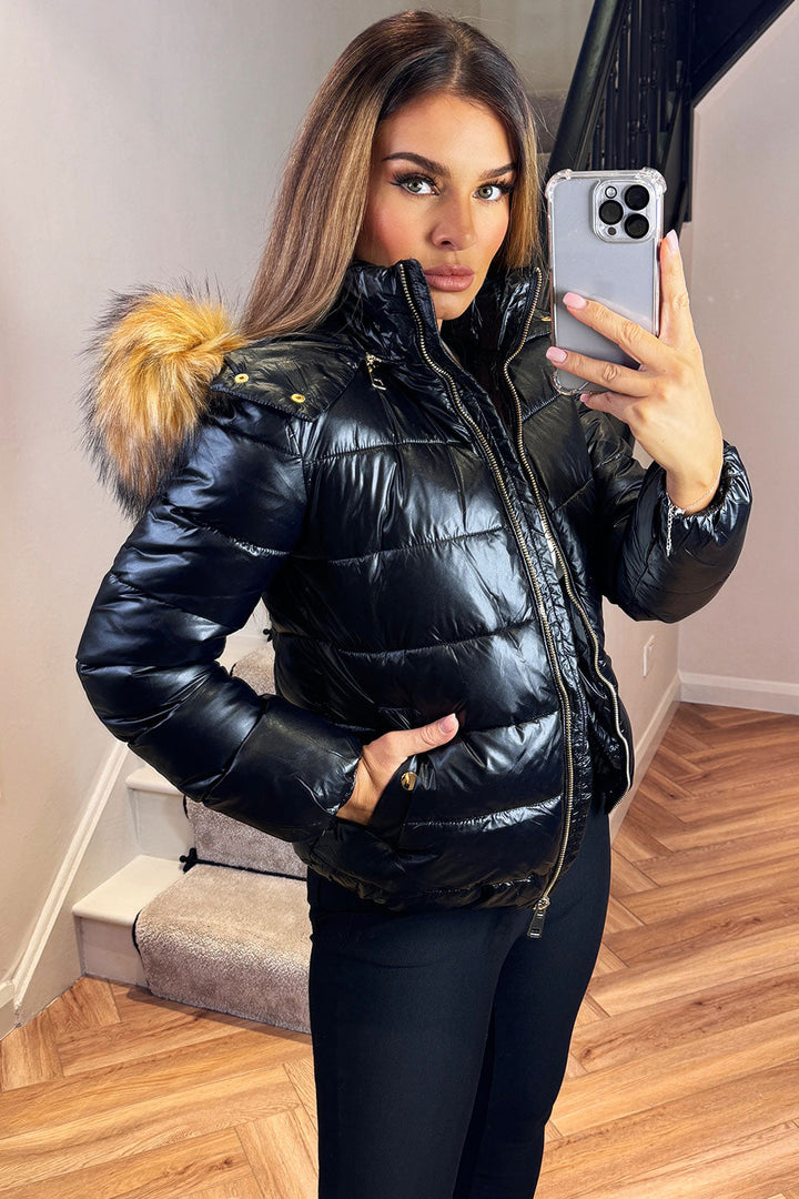 Odelia | Women’s padded puffer jacket with faux fur hood