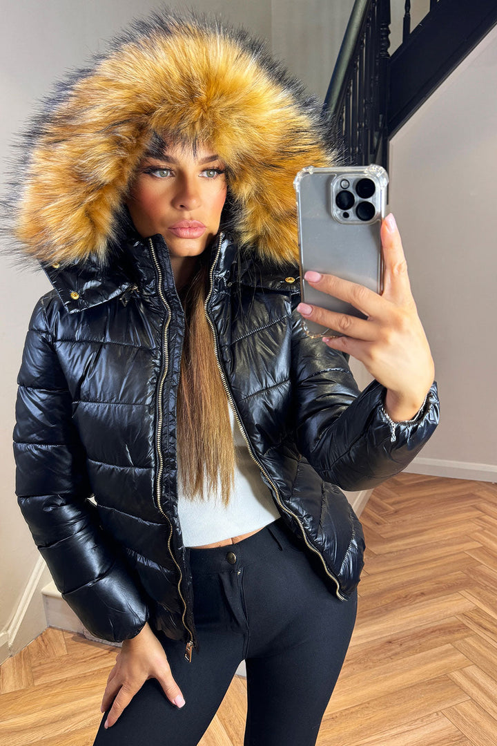 Odelia | Women’s padded puffer jacket with faux fur hood
