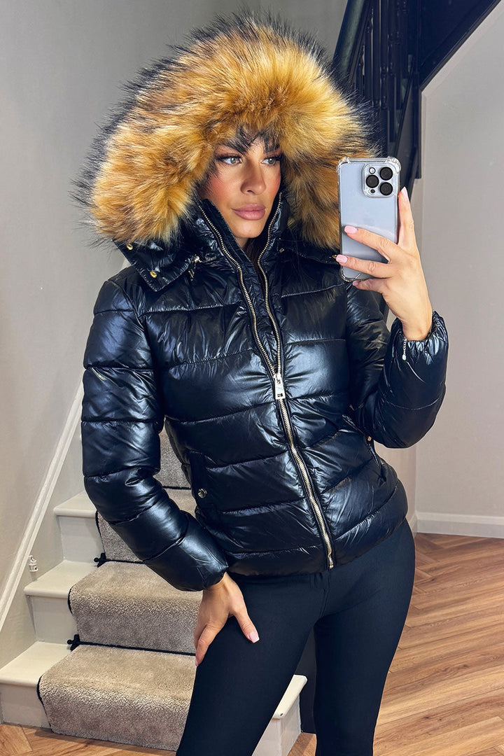 Odelia | Women’s padded puffer jacket with faux fur hood