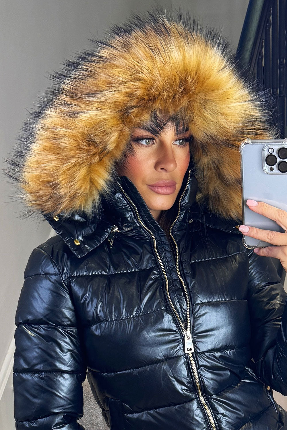 Odelia | Women’s padded puffer jacket with faux fur hood