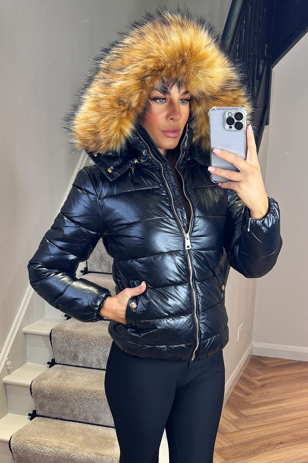 Odelia | Women’s padded puffer jacket with faux fur hood