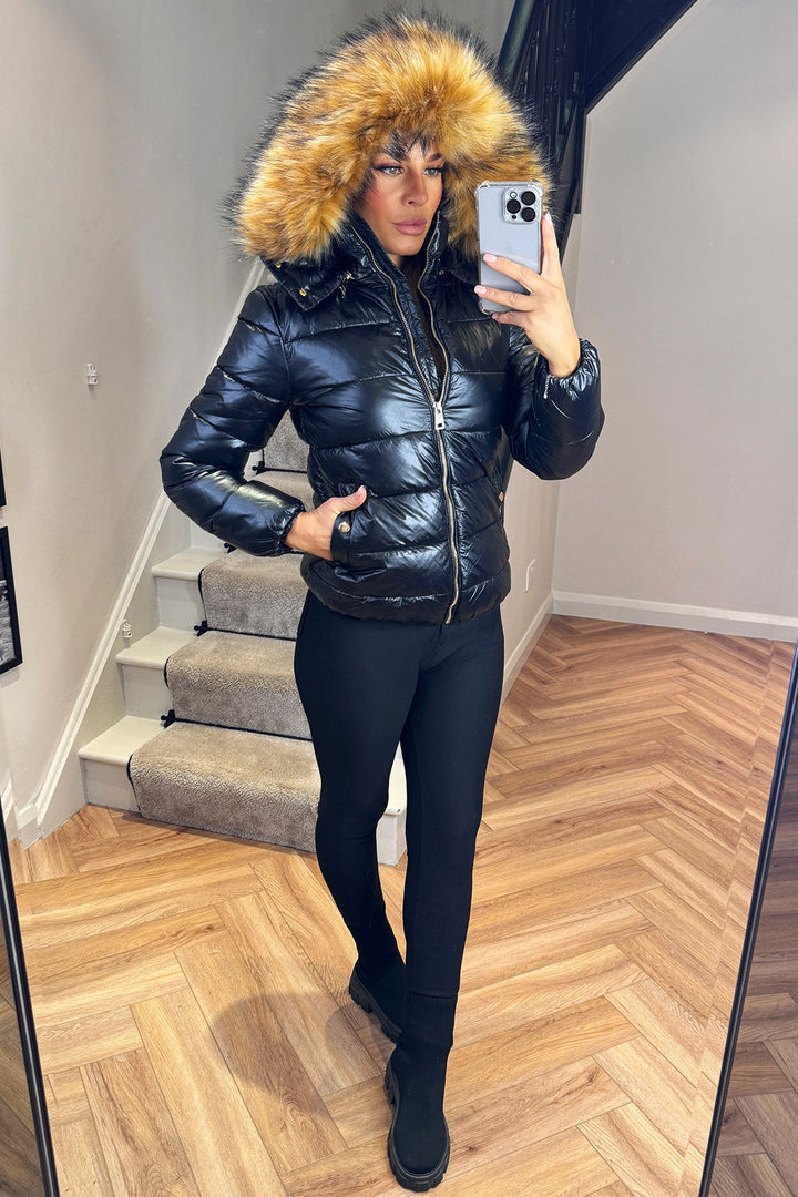 Odelia | Women’s padded puffer jacket with faux fur hood
