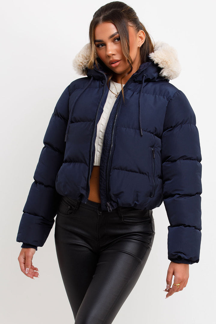 Novalie | Women’s puffer jacket with faux fur hood
