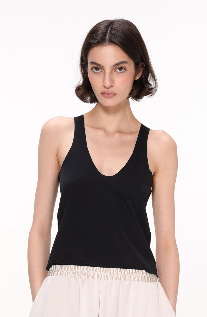 Melissa | Women’s sleeveless top with deep neckline and relaxed fit