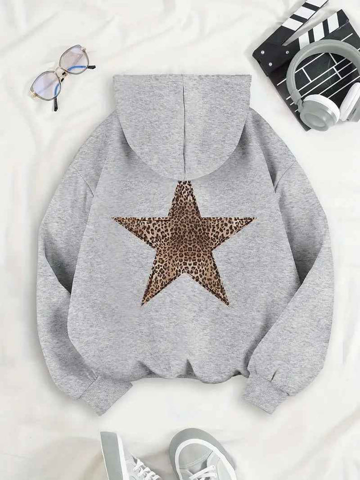 Reina | Women's oversized hoodie with leopard star back detail