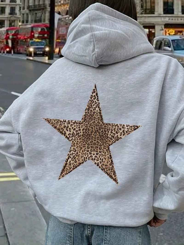 Reina | Women's oversized hoodie with leopard star back detail