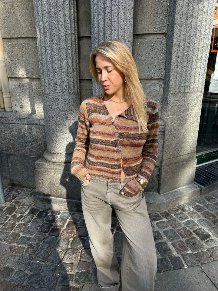 Lena | Women’s knit cardigan with striped button design