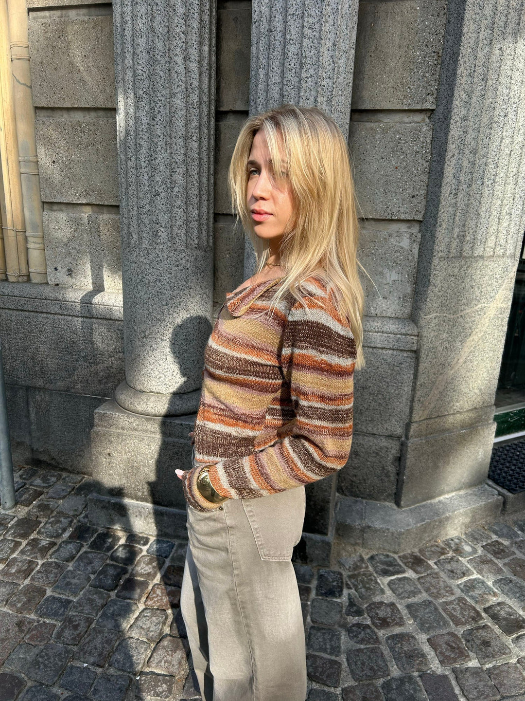 Lena | Women’s knit cardigan with striped button design