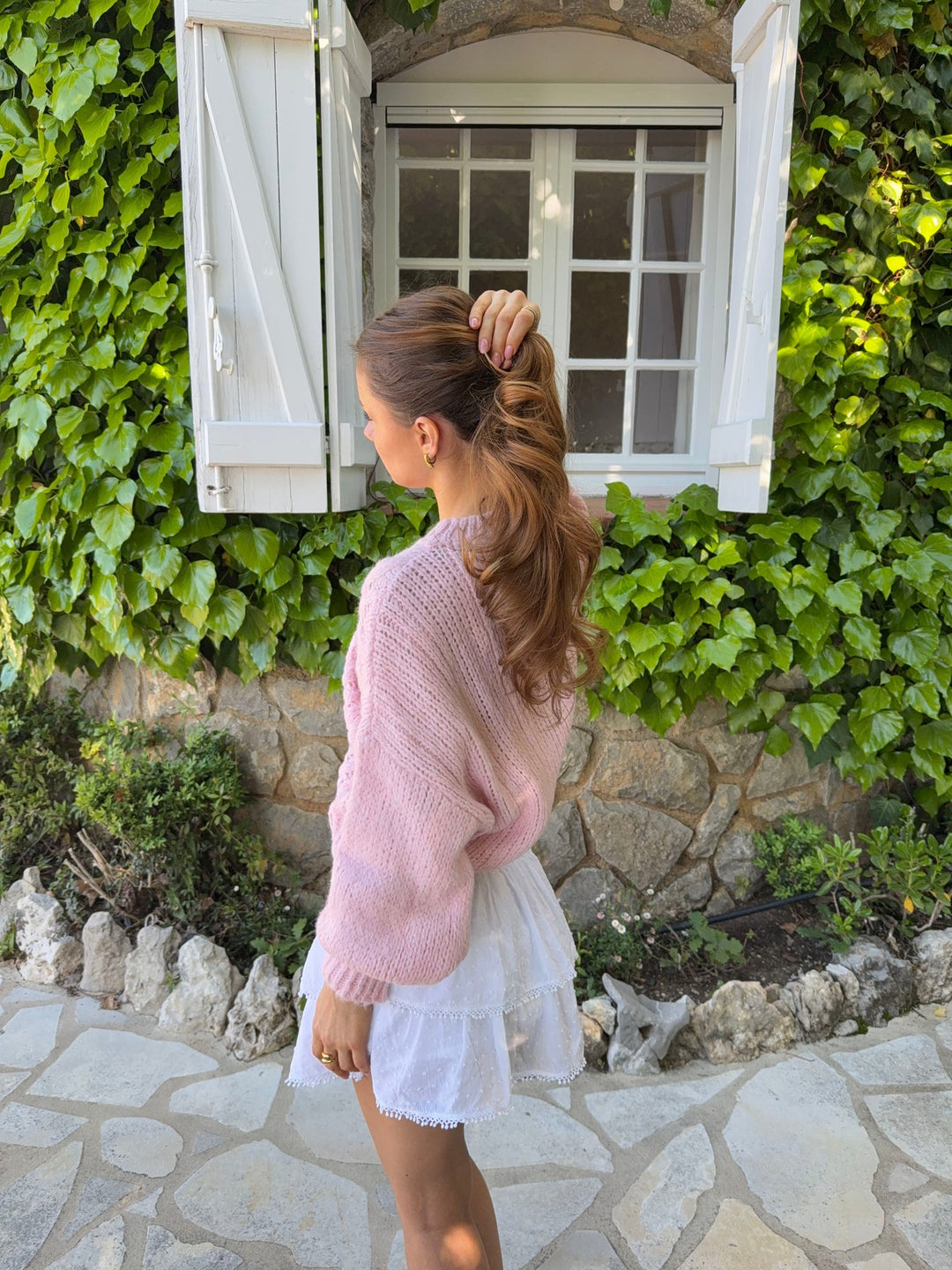 Delaney | Women’s cable knit sweater with balloon sleeve design