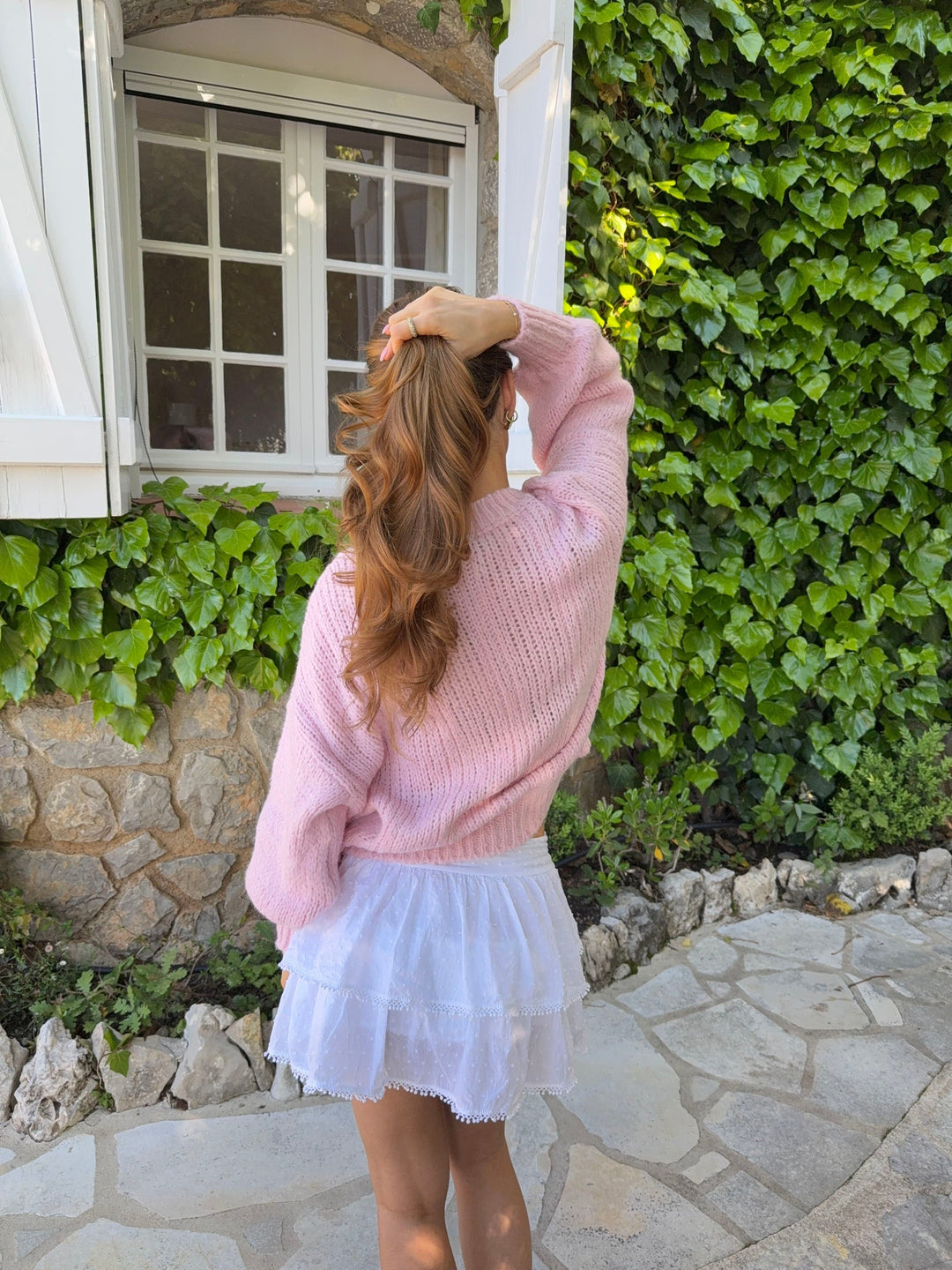 Delaney | Women’s cable knit sweater with balloon sleeve design