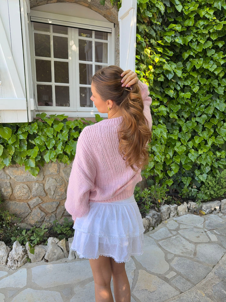 Delaney | Women’s cable knit sweater with balloon sleeve design