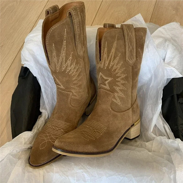 Dahlia | Women's embroidered suede western boots