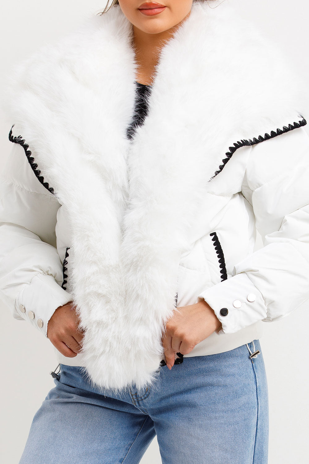 Aurelie | Women’s faux fur collar and trim puffer coat