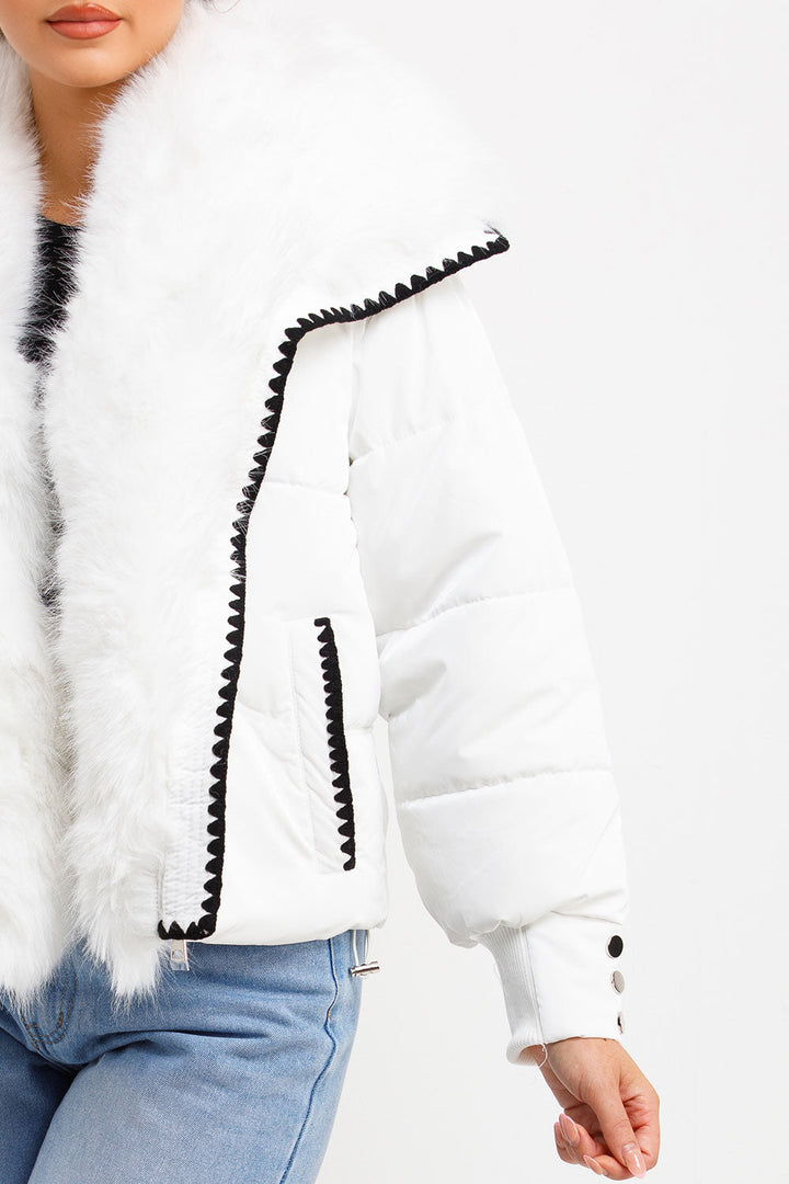 Aurelie | Women’s faux fur collar and trim puffer coat