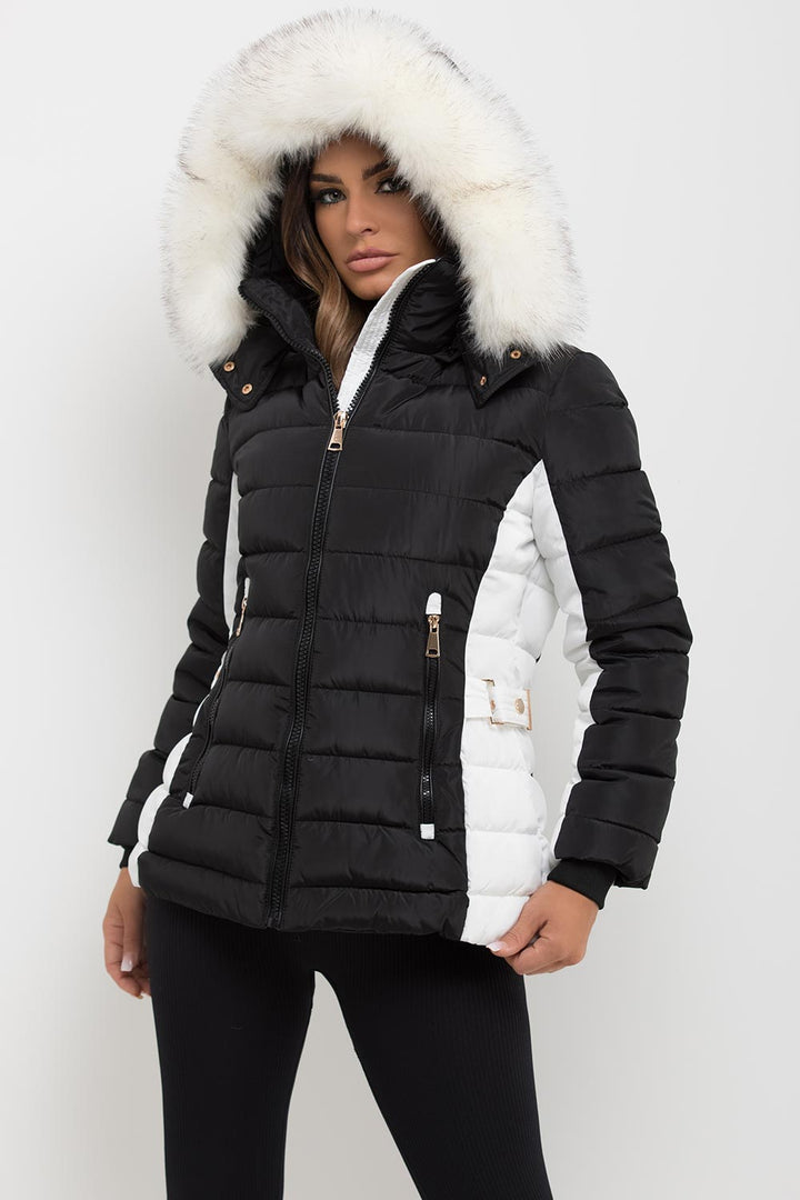 Noella | Women’s puffer jacket with detachable faux fur hood
