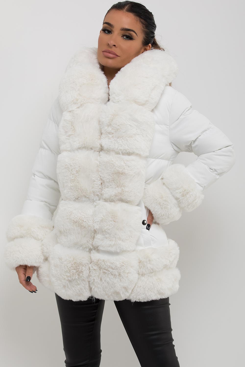 Nayeli | Women’s puffer jacket with faux fur trim