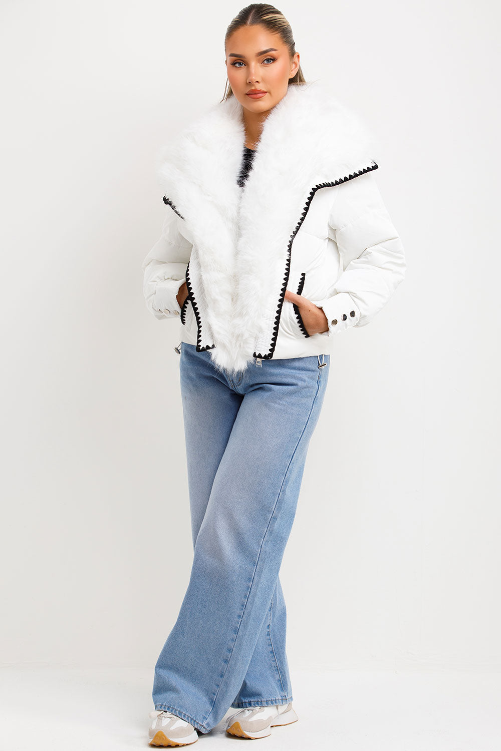 Aurelie | Women’s faux fur collar and trim puffer coat